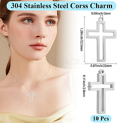 304ステンレススチールレーザーカットペンダント10個  コルスチャーム  ステンレス鋼色  32.5x22x2.8mm  穴：2mm&nbsp;STAS-BBC0008-69