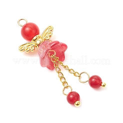 8Pcs 8 Colors Natural Dyed Malaysia Jade & Glass Beaded Angel Pendants&nbsp;PALLOY-JF03985