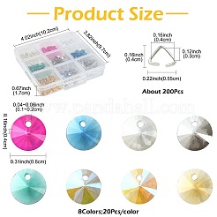 160Pcs 8 Colors Glass Charms&nbsp;RGLA-FS0001-24