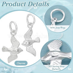 2Pcs 925 Sterling Silver Swallow Charms&nbsp;STER-PH0002-74