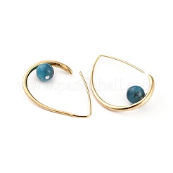 天然アパタイトダングルピアス  ラインストーン付き  真鍮のイヤリングフックと厚紙のアクセサリーセットボックス  ティアドロップ  18KGP本金メッキ  36~38x24~25x2.5mm  ピン：0.8mm&nbsp;EJEW-JE03593-04