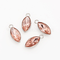 亜鉛合金ガラスペンダント  馬の目  プラチナ  ライトサーモン  20x9x4.5~5.5mm  穴：1.5mm&nbsp;GLAA-WH0015-42Q