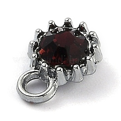合金ガラスラインストーンのチャーム  誕生石チャーム  フラットラウンド  プラチナ  シャム  10.5x7.5x4mm  穴：2.1mm&nbsp;ALRI-B0001-01B