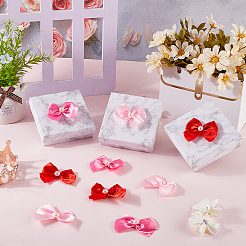 72個 3色 蝶結び ポリエステル 装飾アクセサリー  プラスチック模造真珠付き  ミックスカラー  25x60x6mm  24個/カラー&nbsp;DIY-SP0003-61