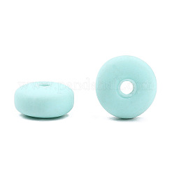 手作り樹脂粘土ビーズ連売り  ジュエリー工芸用品のDIY用  フラットラウンド  ライトシアン  6~7x3mm  穴：1.5mm  約113~116個/連  15.55インチ〜16.14インチ（39.5~41cm）&nbsp;X-CLAY-N008-008H
