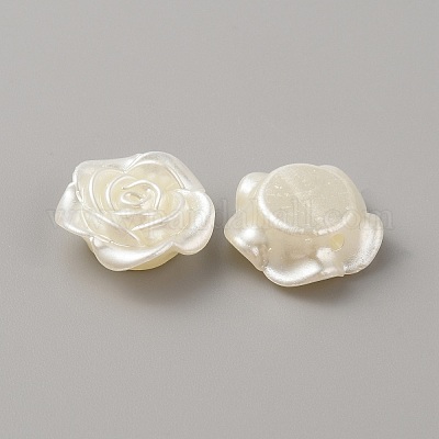 プラスチックビーズ  花  ホワイト  18.5x19x7.5mm  穴：1.6mm&nbsp;KY-WH0048-29A-02-1