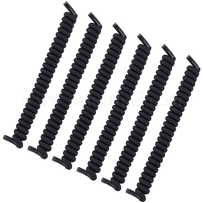 ポリエステル製カーリーノータイスプリングシューレース8組  ブラック  124x19x13mm&nbsp;AJEW-CP0010-32B-1