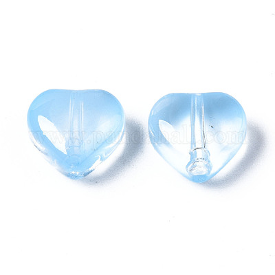 透明ガラスビーズ  ハート  ミックスカラー  7.5x8x4.5mm  穴：0.9mm&nbsp;GGLA-S054-012-1