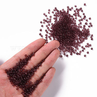 ガラスシードビーズ  トランスペアレント  ラウンド  淡いバイオレットレッド  8/0  3mm  穴：1mm  約2222個/100g&nbsp;X1-SEED-A004-3mm-16-1
