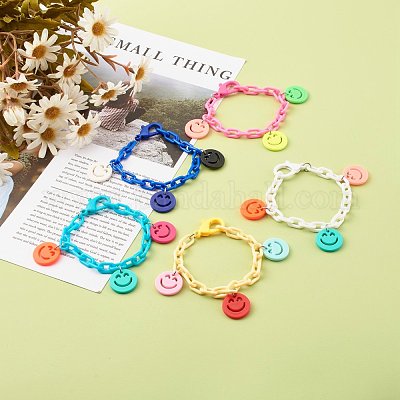 不透明なアクリル笑顔チャームブレスレット ABSプラスチックアズキ