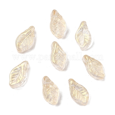 ガラスビーズ  葉  小麦  12x6.5x5mm  穴：0.8mm&nbsp;X-GLAA-D303-08L-1