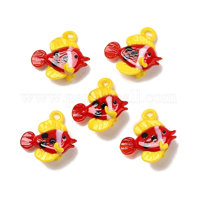 手作りランプワークペンダント  魚  レッド  30~32.5x31~32.5x16~19mm  穴：2.5~4mm&nbsp;LAMP-G162-01D-1