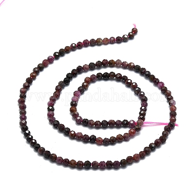 天然ルビービーズ連売り  多面カット  ラウンド  3mm  穴：0.5mm  約136個/連  15.94''（40.5センチメートル）&nbsp;G-E576-63B-1
