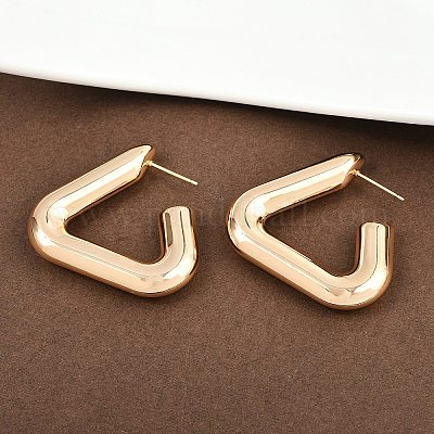 真鍮製スタンドピアス  三角形  銀  35.5x39x7.5mm&nbsp;EJEW-H168-14C-G-1