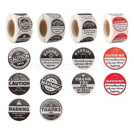 ロールシール 4ロール 4ロール4スタイル警告テーマ粘着紙ステッカー フラットラウンドい粘着