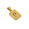 Stainless Steel Pendants, Real 18K Gold Plated, Rectangle, Letter P, 15x12mm