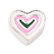 925 Sterling Silver Beads, with Enamel, Heart, Pearl Pink, 6x7x3.5mm, Hole: 1mm