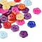 Resin Buttons, Dyed, Flower, Mixed Color, 15x3mm, Hole: 1mm