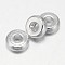 Flat Round Brass Spacer Beads, Silver Color Plated, 4x1.5mm, Hole: 1.5mm
