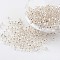 6/0 Round Silver Lined Round Hole Glass Seed Beads, White, 4mm, Hole: 1.5mm, about 737pcs/50g