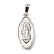 Brass Shell Pendants, Cadmium Free & Lead Free, Virgin Mary, Platinum, 21x10x2mm, Hole: 4x6mm