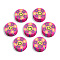 Handmade Polymer Clay Beads, Flat Round with Smiling Face & Flower, Deep Pink, 8.5~10x4.5mm, Hole: 1.5mm
