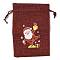 Christmas Theme Jute Cloth Storage Bags, Rectangle Drawstring Bags, FireBrick, Santa Claus, 14x10x0.4cm