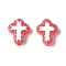 Baking Paint Glass Enamel Beads, Hand Painted Beads, Cross, Light Coral, 14.5x11.5x4mm, Hole: 1mm