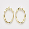 Alloy 2-Loop Link Pendants, Oval, Light Gold, 39x23x3mm, Hole: 1.8mm
