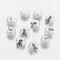 Brass Crimp Beads Covers, Nickel Free, Silver Color Plated, About 5mm In Diameter, 4mm Thick, Hole: 2.2mm