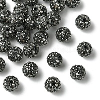 30個の舗装ディスコボールビーズ  樹脂粘土ラインストーンビーズ  ラウンド  ヘリオトロープ  pp13（1.9~2mm）  6列ラインストーン  10mm  穴：1.5mm&nbsp;RB-YW0001-14N