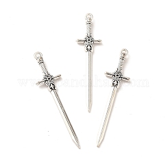 Tibetan Style Alloy Pendants,  Sword Charm, Antique Silver, 49x12x3mm, Hole: 2mm, about 333pcs/500g