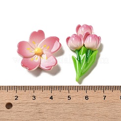 不透明樹脂デコデンカボション  花  ミックスカラー  25~37.5x20~27.5x5.5~8.5mm&nbsp;RESI-B023-05