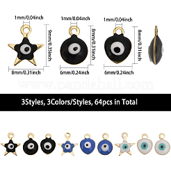 54Pcs 9 Style 304 Stainless Steel Evil Eye Enamel Charms&nbsp;STAS-CA0002-06
