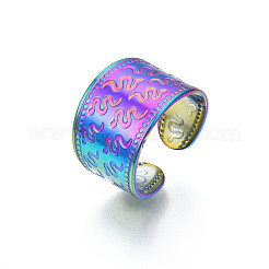 Ion Plating(IP) Rainbow Color 304 Stainless Steel Snake Pattern Open Cuff Ring&nbsp;RJEW-S405-257M