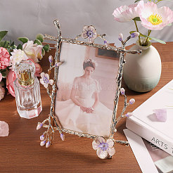 アルミ合金エナメルフォトフレームスタンド  家の装飾用  花の長方形  ゴールドカラー  220x160x23mm&nbsp;AJEW-WH0460-115G