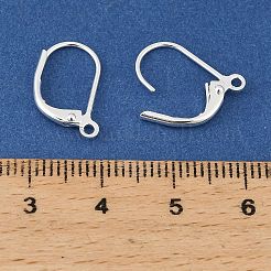 真鍮製フレンチフックピアスパーツ  鉛フリー＆カドミウムフリー＆ニッケルフリー  カン付き  銀  15x10.5x2.5mm  穴：1.4mm  ピン：1mm&nbsp;KK-H258-11S