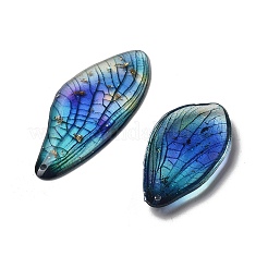 透明エポキシ樹脂製蝶の羽ペンダント4個  金箔＆グリッターパウダー入り  藤紫色  29.5~40x15~17x2~2.5mm  穴：1.1mm&nbsp;RESI-C057-04A
