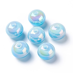 ストライプ柄樹脂ビーズ  ABカラー  ロンデル  ディープスカイブルー  15.5~16x13.5~14.5mm  穴：2.5~3.5mm&nbsp;RESI-B014-01B-01