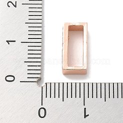 Rack Plating Rectangle Brass Micro Pave Cubic Zirconia Slide Charms&nbsp;KK-L224-037RG