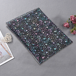 1ヤードの星型ポリエステルメッシュ生地  DIY 衣類アクセサリー  ブラック  1680x0.2mm&nbsp;DIY-CY0003-80B