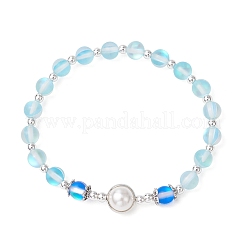 4Pcs 4 Colors Synthetic Frosted Moonstone Round Beaded Stretch Bracelets&nbsp;BJEW-JB11878