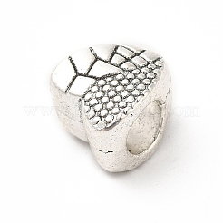 チベット風合金ヨーロピアンビーズ  大穴ビーズ  ハート  アンティークシルバー  10x9.5x7.5mm  穴：4.7mm  約274個/500g&nbsp;PALLOY-P293-123AS