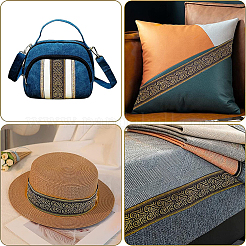 刺繍チロリアンテープ  ジャカードリボン  服飾材料  花柄  ブラック  ゴールド  2インチ（50mm）  7 M /バンドル&nbsp;OCOR-WH0060-24