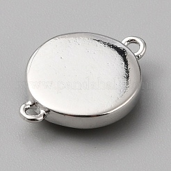 パウアシェルコネクターチャーム  真鍮パーツ  フラットラウンドいリンク  プラチナ  10x13x3mm  穴：1mm&nbsp;FIND-WH0110-490P