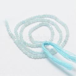 天然石アクアマリンビーズ連売り  グレードA  多面カット  ラウンド  2mm  穴：0.5mm  約160~179個/連  12.5インチ〜12.9インチ（320~330mm）&nbsp;G-P270-2mm-14