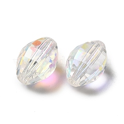 ガラス k9 ガラス  模造オーストリアクリスタルビーズ  多面カット  オーバル  クリアAB  11.5x7.5x8mm  穴：1mm&nbsp;GLAA-H024-02B