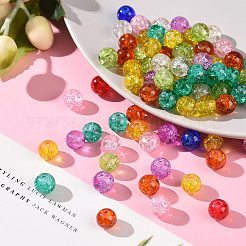 ラウンドクラ​​ックガラスビーズ  ミックスカラー  8mm  穴：1.3~1.6mm&nbsp;X-CCG-Q001-8mm-M