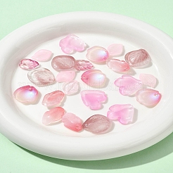 120個6スタイル秋テーマツートン透明ガラスチャーム  花弁  パールピンク  13.5~20x10.5~19.5x3.5~6mm  穴：1~1.6mm  20個/スタイル&nbsp;GLAA-FS0002-23