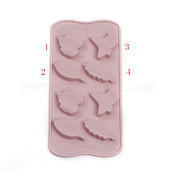食品グレードのシリコーン静脈型  フォンダン型  DIYケーキデコレーション用  チョコレート  キャンディ  UVレジン＆エポキシ樹脂ジュエリー作り  葉  ピンク  216x108x13.5~14.5mm  1：35.5x36mm  2：51.5x24.5mm  3：36.5x44.5mm  4：50.5x22.5mm&nbsp;DIY-I021-22
